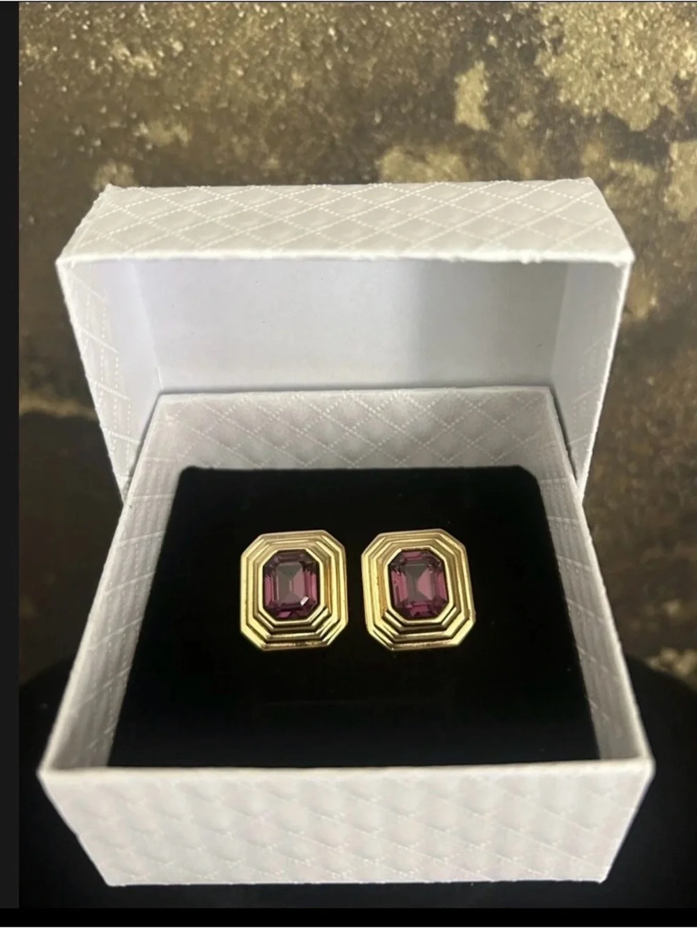 RARE Christian Dior Amethyst  Gold Clip Earrings